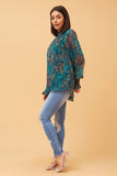 CKM - Deanna Abstract Print Blouse Teal