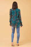 CKM - Deanna Abstract Print Blouse Teal