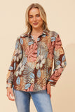 CKM Eunice Tropical Print Shirt Chocolate
