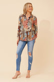 CKM Eunice Tropical Print Shirt Chocolate