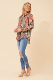 CKM Eunice Tropical Print Shirt Chocolate