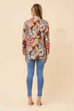 CKM Eunice Tropical Print Shirt Chocolate