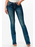 Grace In LA Horseshoe Embellishment Easyfit Mid Rise Bootcut Wmns Jean