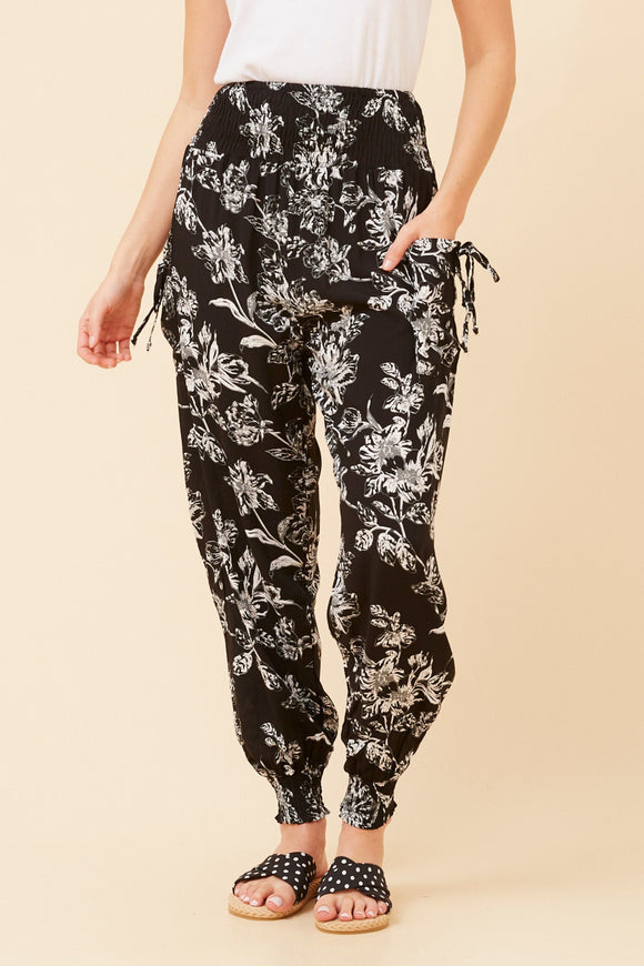 CKM Floral Harem Pants Black