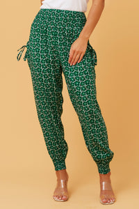 CKM Floral Print Boho Harem Pants Jade