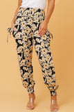 CKM Floral Print Boho Harem Pants Black