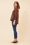 CKM Gayel Solid Linen Blend Blouse Chocolate