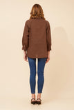 CKM Gayel Solid Linen Blend Blouse Chocolate