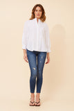 CKM Gayel Solid Linen Blend Blouse White