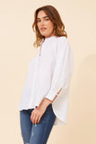 CKM Gayel Solid Linen Blend Blouse White