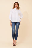 CKM Gayel Solid Linen Blend Blouse White