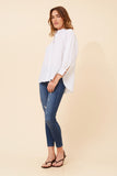 CKM Gayel Solid Linen Blend Blouse White