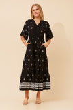 CKM Border Print Maxi Dress Black