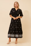 CKM Border Print Maxi Dress Black