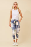 Bottega Moda Ginna Floral Jogger Pants Washed Denim