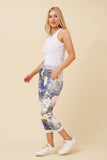Bottega Moda Ginna Floral Jogger Pants Washed Denim