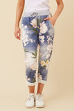 Bottega Moda Ginna Floral Jogger Pants Washed Denim