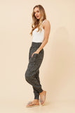 CKM Harem Abstract Print Pants Black