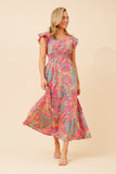 CKM Inira Paisley Print Maxi Dress Multi Pink