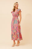 CKM Inira Paisley Print Maxi Dress Multi Pink
