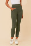 CKM Fleece Lined Leggings Khaki