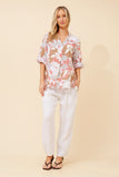 Bottega Moda Ivalda Abstract Print Linen Top White