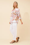 Bottega Moda Ivalda Abstract Print Linen Top White