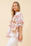 Bottega Moda Ivalda Abstract Print Linen Top White
