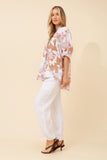 Bottega Moda Ivalda Abstract Print Linen Top White