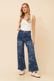 CKM Izumi Floral Wide Leg Jeans Mid Denim