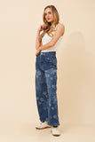 CKM Izumi Floral Wide Leg Jeans Mid Denim