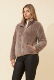 CKM Teddy Faux Fur Jacket Mocha