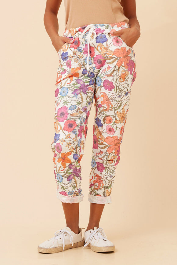 Bottega Moda Janja Floral Jogger Pants Multi White