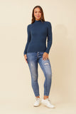 CKM June Solid Knit Jumper Poseidon Blue