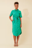 CKM Kardia Linen Blend Shirt Dress Emerald