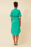 CKM Kardia Linen Blend Shirt Dress Emerald