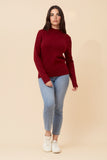 CKM Petunia Turtle Neck Knit Jumper Burgundy