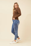 CKM Petunia Turtle Neck Knit Jumper Chocolate