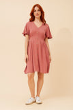 CKM Laikyn Linen Blend Dress Rosewood