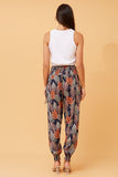 CKM Leaf Print Boho Harem Pants Navy