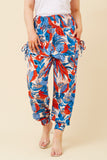 CKM Leaf Print Harem Pants Multi Blue