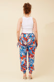 CKM Leaf Print Harem Pants Multi Blue