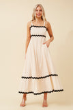 CKM Makenna Ric Rac Maxi Dress Nougat