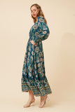 CKM Marrakech Border Print Maxi Dress Teal
