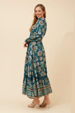 CKM Marrakech Border Print Maxi Dress Teal