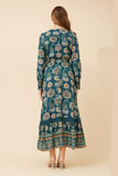 CKM Marrakech Border Print Maxi Dress Teal