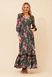 CKM Marrakech Floral Maxi Dress Green Ash