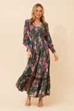 CKM Marrakech Floral Maxi Dress Green Ash