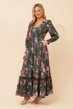 CKM Marrakech Floral Maxi Dress Green Ash