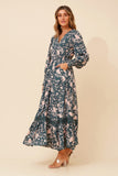 CKM Marrakech Floral Print Maxi Dress Teal